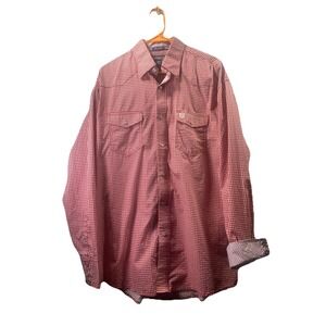 Wrangler George Strait Collection Troubadour Pearl Snap Flip Cuff Red Checked  L